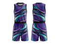 Custom Purple, Teal, Black & White  Basketball Sublimated Uniform