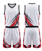 White, Red, Black & Gray Custom Basketball Sublimated Uniform