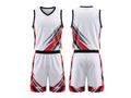 White, Red, Black & Gray Custom Basketball Sublimated Uniform