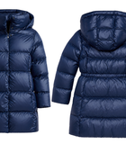 Long Hooded Duck Down Puffer Coat – Navy Blue | B2B Low MOQ
