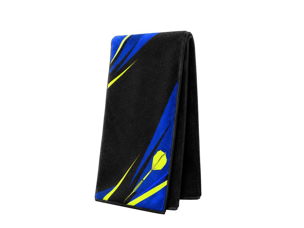 Dart Black Blue Tournament Towel B2B Wholesale Club Accessory front design preview