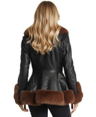 Black Lambskin Leather Fur Coat Wholesale | Women’s Belted Winter Coat Manufacturer