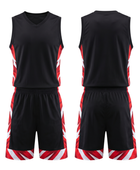 Custom Black, Red & White Basketball Sublimated Uniform