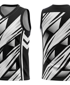 Custom Sublimated Basketball Jersey – Black White Abstract Design | Wholesale Basketball Jersey Manufacturer