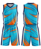 Custom Turquoise, Orange & Navy Basketball Sublimated Uniform