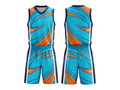 Custom Turquoise, Orange & Navy Basketball Sublimated Uniform