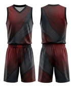 Custom Black, Burgundy & Charcoal Basketball Sublimated Uniform