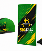 Custom Teqball Accessories Kit – Green Yellow Cap Towel Socks for Wholesale Buyers