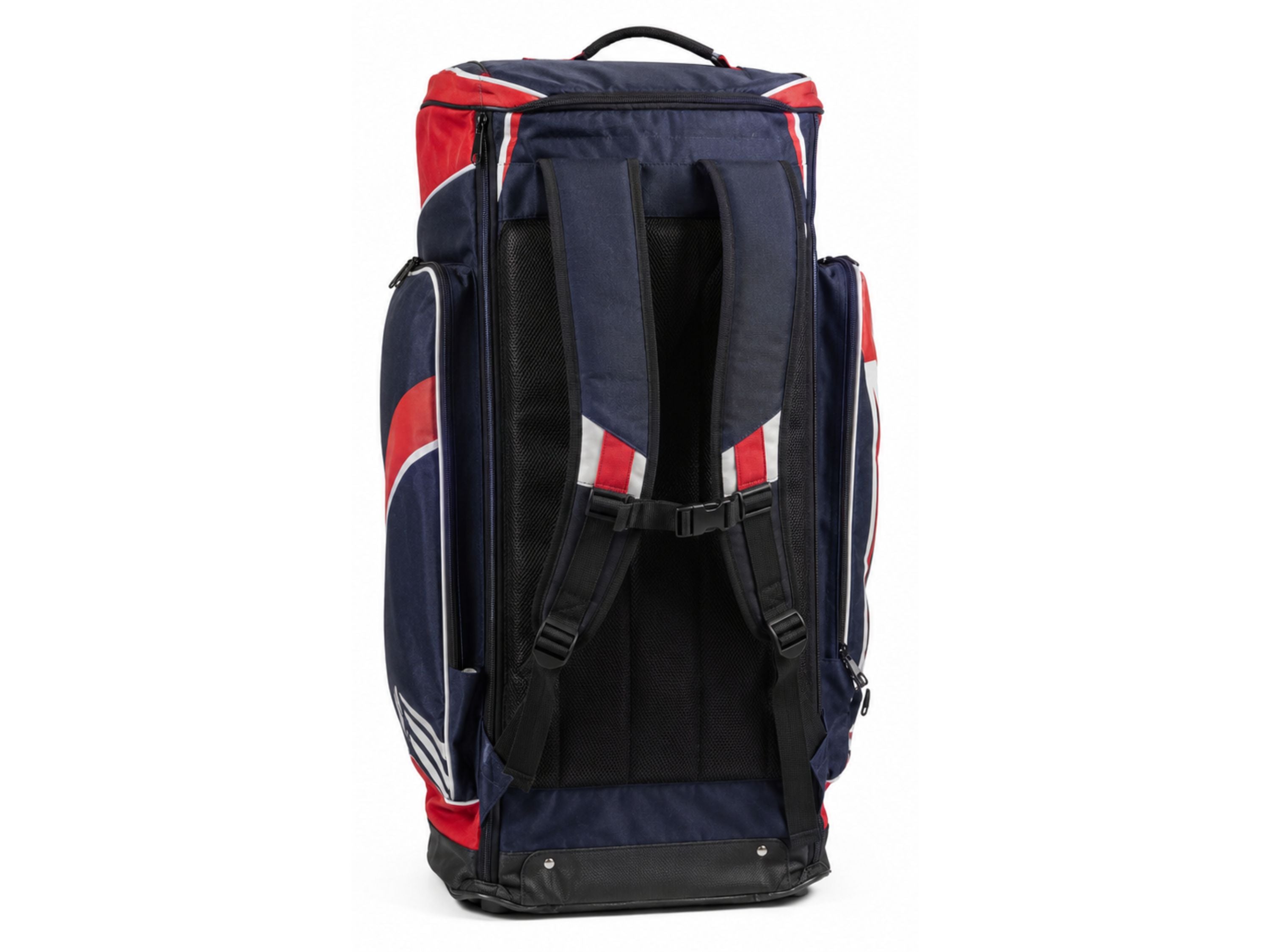 Custom Navy Red Cricket Kit Bag – Wholesale Team Sports Gear Bag for Clubs