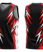 Custom Sublimated Basketball Jersey – Black Red Lightning Design | Wholesale Basketball Jersey Manufacturer