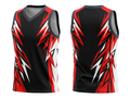 Custom Sublimated Basketball Jersey – Black Red Lightning Design | Wholesale Basketball Jersey Manufacturer