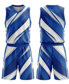 Royal Blue, White & Light Blue Custom Basketball Sublimated Uniform