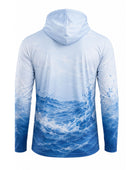 Custom Fishing Sun Hoodie | Wholesale Sun Protection Fishing Shirt | Light Blue White Marlin | Apparels Bridge