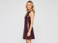 Reversible Lamb Leather Mini Dress Wholesale | Burgundy Black Private Label Women’s Dress Manufacturer