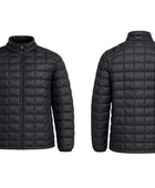 Square-Quilted Stand-Collar Duck Down Puffer Jacket – Black | B2B Low MOQ
