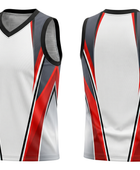 Custom White Red Panel Sublimated Basketball Jersey | Wholesale Basketball Jersey Manufacturer