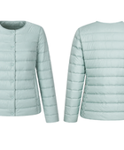 Round-Neck Duck Down Puffer Jacket – Pale Mint Green | B2B Low MOQ