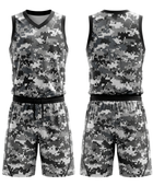 Custom Gray, Black & White Basketball Sublimated Uniform