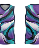 Custom Purple Teal Wave Sublimated Basketball Jersey | Wholesale Basketball Jersey Manufacturer