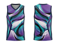 Custom Purple Teal Wave Sublimated Basketball Jersey | Wholesale Basketball Jersey Manufacturer