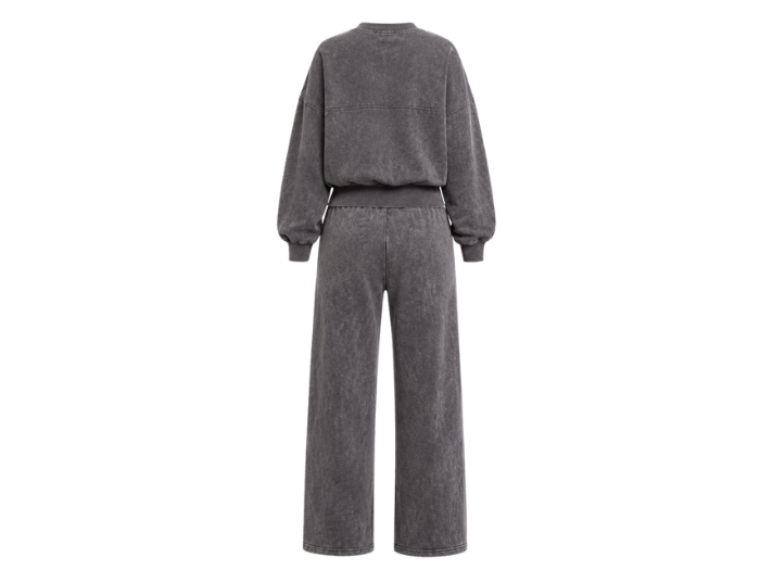 Custom Women’s Acid Wash Grey Bomber Fleece Co-Ord Set B2B