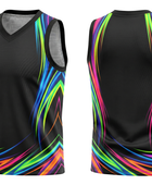 Custom Black Neon Wave Sublimated Basketball Jersey | Wholesale Basketball Jersey Manufacturer