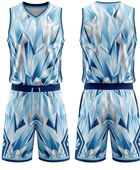 Custom Light Blue, White & Navy Basketball Sublimated Uniform
