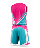 Flag Football Uniform Set Wholesale Custom Jerseys & Shorts, Low MOQ, Team Colors Pink/Teal and white