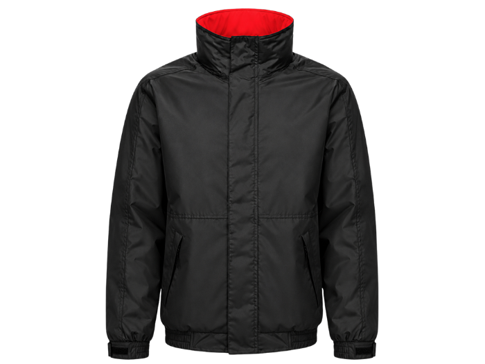Waterproof Insulated Jacket – Low MOQ B2B Storm-Flap Workwear in Black & Red front design preview