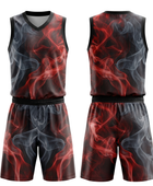 Custom Black, Red & Gray Smoke Basketball Sublimated Uniform