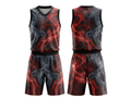 Custom Black, Red & Gray Smoke Basketball Sublimated Uniform