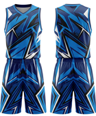 Custom Blue, Navy, Black & White Basketball Sublimated Uniform