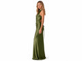 Wholesale Olive Green Satin Prom Dress | Custom Open Back Formal Gown Manufacturer for Boutiques