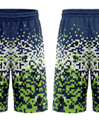 Custom Navy, Lime Green, White & Black Basketball Sublimated Shorts
