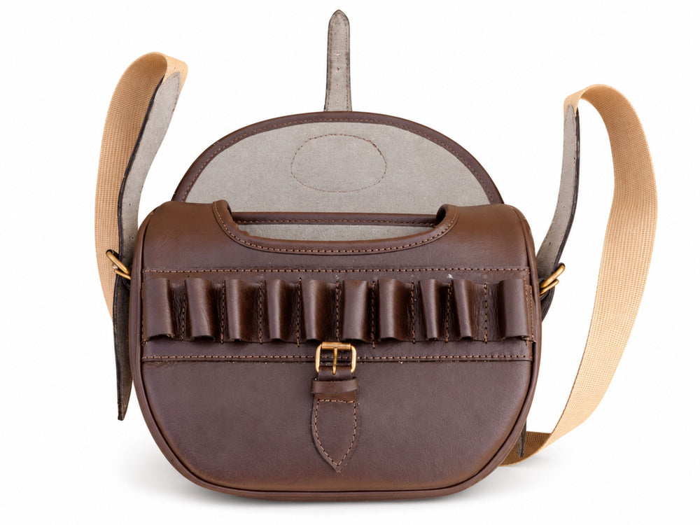 Leather Shotgun Cartridge Bag Wholesale | Hunting Ammo Bag Private Label Manufacturer front design preview