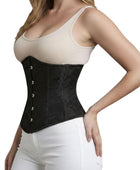 Black Jacquard Underbust Corset Wholesale | Floral Brocade Waist Cincher Manufacturer
