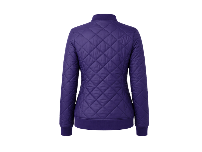 Diamond-Quilted Snap-Button Goose Down Jacket – Purple | B2B Low MOQ