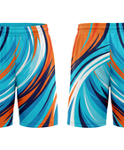 Custom Aqua Orange Swirl Sublimated Basketball Shorts | Wholesale Basketball Shorts Manufacturer