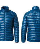 Men’s Narrow-Quilted Stand-Collar Goose Down Jacket – Teal Blue | B2B Low MOQ