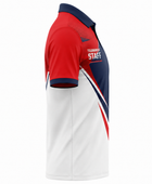 Custom Esports Tournament Staff Polo Shirt | Wholesale Gaming Event Staff Shirt | Navy Red White | Apparels Bridge