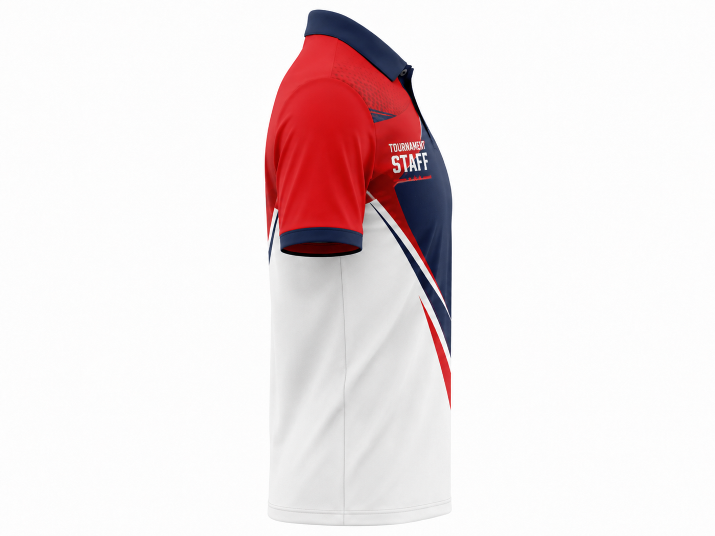 Custom Esports Tournament Staff Polo Shirt | Wholesale Gaming Event Staff Shirt | Navy Red White | Apparels Bridge