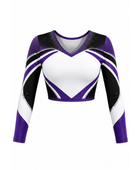 Custom Cheer-leading Jersey Purple & Black Performance Top, Wholesale Bulk, Low MOQ