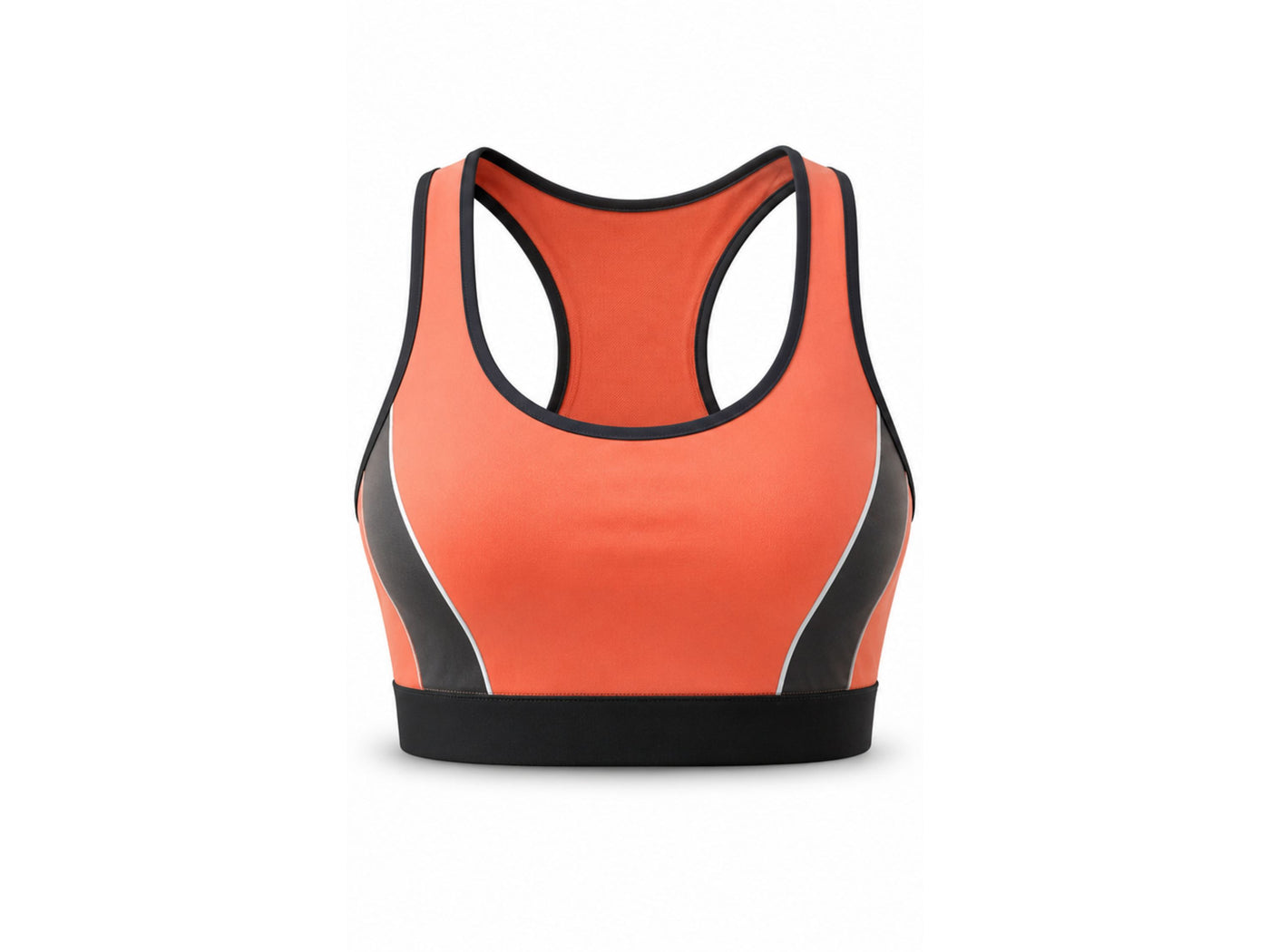 Orange & Black Sports Bra – Athletic Performance Bra, Wholesale Bulk, Low MOQ