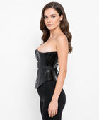 Black PVC Overbust Corset with Garters Wholesale | Gothic Bridal Bustier Manufacturer