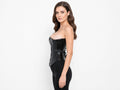 Black PVC Overbust Corset with Garters Wholesale | Gothic Bridal Bustier Manufacturer