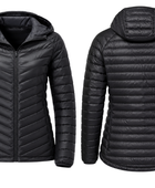 Women’s Chevron-Quilted Hooded Goose Down Jacket – Black | B2B Low MOQ
