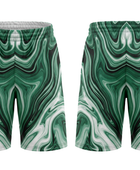 Custom Emerald Green, White, Black & Sage Basketball Sublimated Shorts