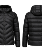 Chevron-Front Hooded Goose Down Puffer Jacket – Black | B2B Low MOQ