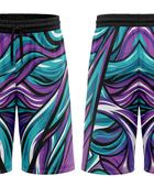Custom Purple Teal Wave Sublimated Basketball Shorts | Wholesale Basketball Shorts Manufacturer