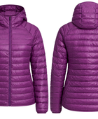 Women’s Hooded Narrow-Quilted Goose Down Jacket – Purple | B2B Low MOQ